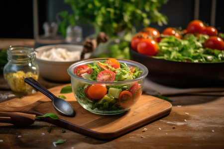 photo of petite salad photography in the kitchen table Generated AIの素材