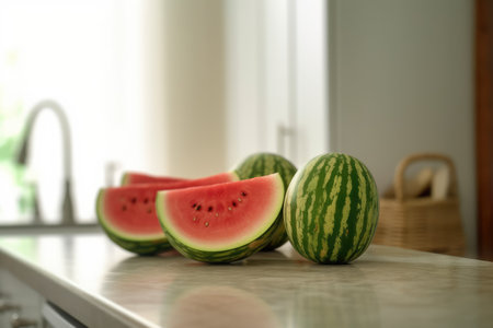 photo of watermelons fruit in the kitchen Generated AIの素材