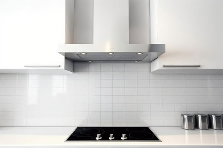 stock photo of cooker hood in kitchen table food photography Generated AIの素材