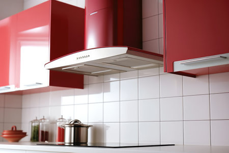 stock photo of cooker hood in kitchen table food photography Generated AIの素材