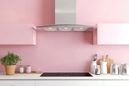 stock photo of cooker hood in kitchen table food photography Generated AIの素材