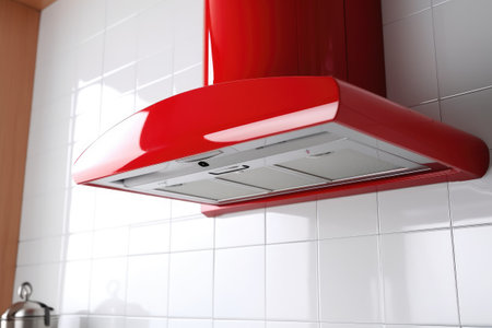 stock photo of cooker hood in kitchen table food photography Generated AIの素材