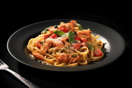 chiken pasta in the bowl professional food photography AI Generatedの素材