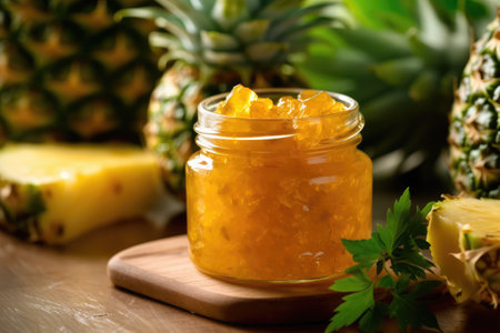 pineapple jam kitchen table professional food photography AI Generatedの素材