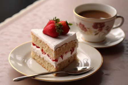 cup coffee with a slice strawberry Profesional advertising Food Photography AI Generatedの素材