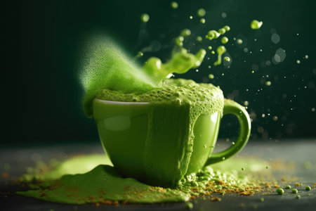 cup hot matcha Profesional advertising Food Photography AI Generatedの素材
