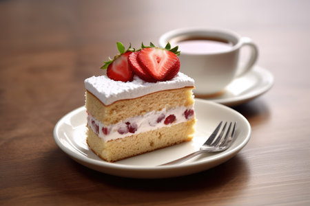 cup coffee with a slice strawberry Profesional advertising Food Photography AI Generatedの素材