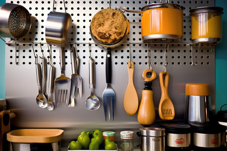 modern kitchen pegboard Profesional advertising Food Photography AI Generatedの素材