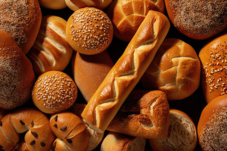 Bread Rolls flat lay profesional advertising food photography AI Generatedの素材