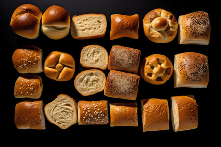 Bread Rolls flat lay profesional advertising food photography AI Generatedの素材