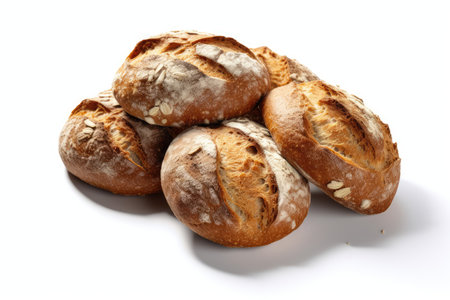 Bread Rolls isolated white background profesional advertising food photography AI Generatedの素材