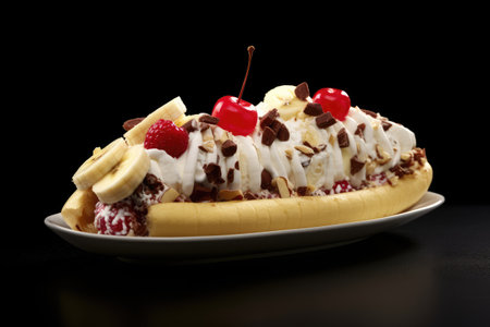 banana split dessert profesional advertising food photography AI Generatedの素材