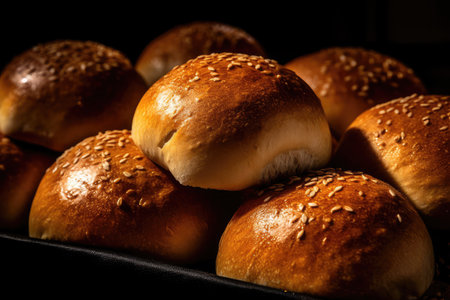 Bread Rolls flat lay profesional advertising food photography AI Generatedの素材