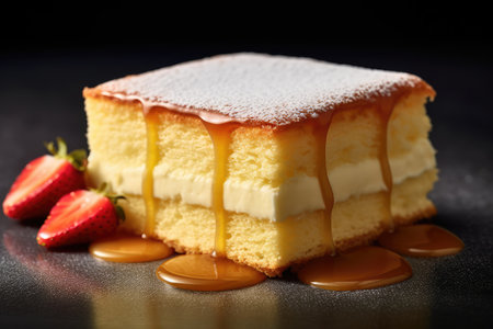 custard cake profesional advertising food photography AI Generatedの素材