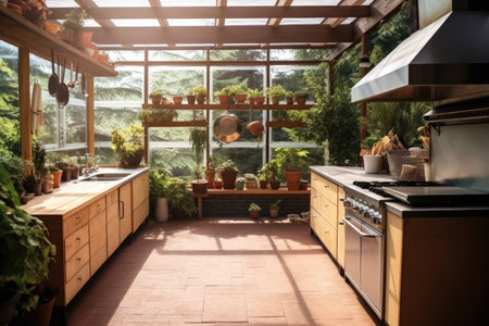 inside kitchen in the backyard professional food photography AI Generatedの素材