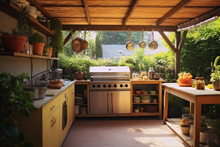inside kitchen in the backyard professional food photography AI Generatedの素材