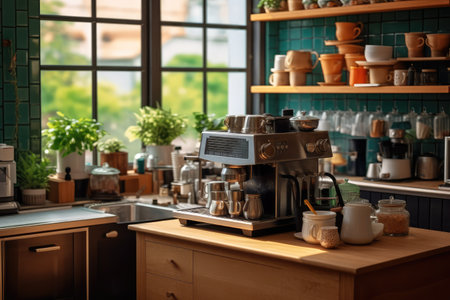 inside kitchen in the mini cafe professional food photography AI Generatedの素材