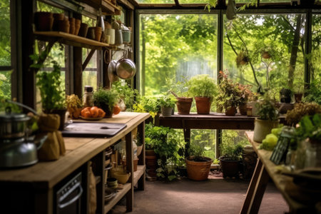 inside kitchen in the garden professional food photography AI Generatedの素材