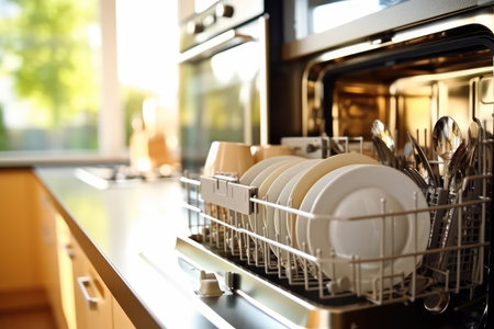 Dishwasher Machine in the kitchen professional advertising photographyの素材