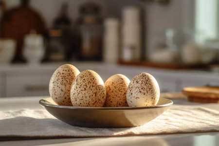 ostrich egg in the kitchen table professional advertising food photographyの素材
