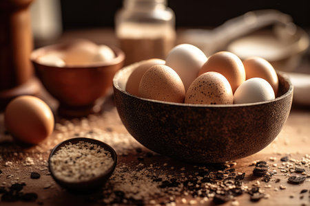 ostrich egg in the kitchen table professional advertising food photographyの素材