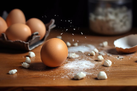 swan egg in the kitchen table professional advertising food photographyの素材
