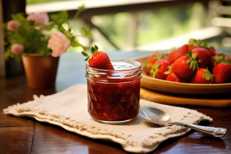 strawberry jam kitchen table professional advertising food photographyの素材