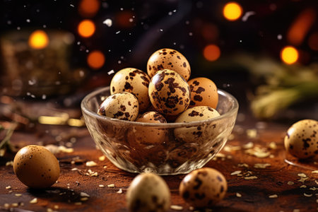 quail egg in the kitchen table professional advertising food photographyの素材