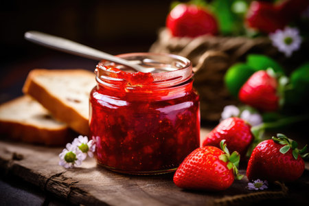 strawberry jam kitchen table professional advertising food photographyの素材