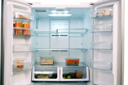 inside Refrigerator isolated white background professional advertising food photographyの素材