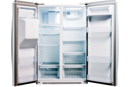 inside Refrigerator isolated white background professional advertising food photographyの素材