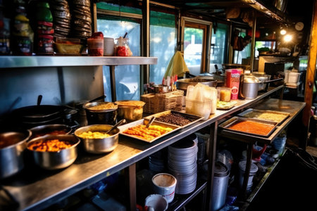 inside kitchen in the Street food professional advertising food photographyの素材