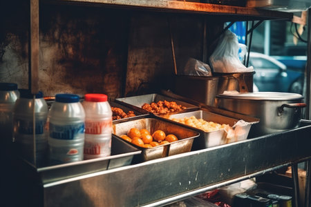 inside kitchen in the Street food professional advertising food photographyの素材