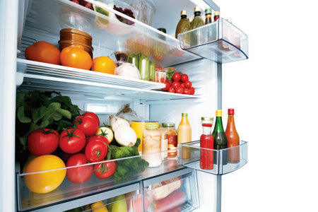 inside Refrigerator isolated white background professional advertising food photographyの素材