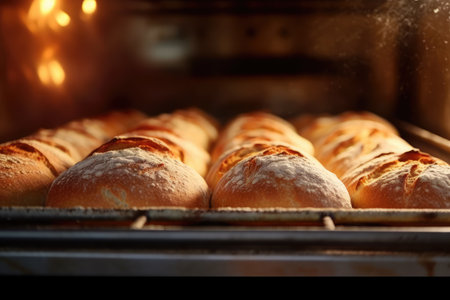View into the oven on the baking tray professional advertising food photography AI Generatedの素材