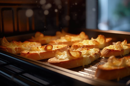 View into the oven on the baking tray professional advertising food photography AI Generatedの素材