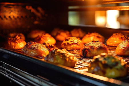View into the oven on the baking tray professional advertising food photography AI Generatedの素材