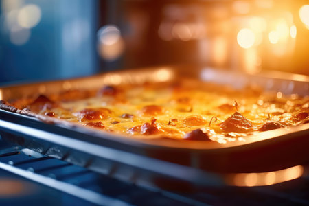View into the oven on the baking tray professional advertising food photography AI Generatedの素材