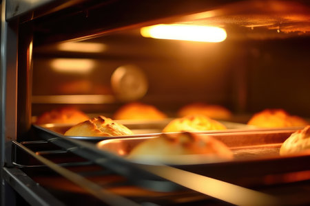 View into the oven on the baking tray professional advertising food photography AI Generatedの素材
