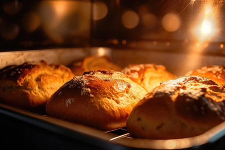 View into the oven on the baking tray professional advertising food photography AI Generatedの素材