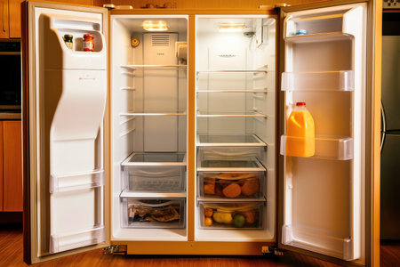 Refrigerator Open with other stuff professional advertising food photography AI Generatedの素材