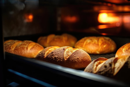 View into the oven on the baking tray professional advertising food photography AI Generatedの素材
