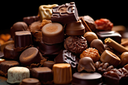 chocolate assortment professional advertising food photography AI Generatedの素材