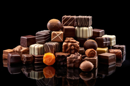 chocolate assortment professional advertising food photography AI Generatedの素材