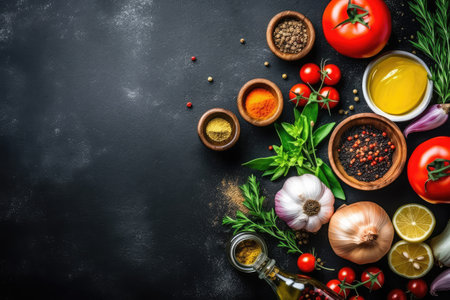 food ingredients for cooking flat lay professional Advertising food photographyの素材