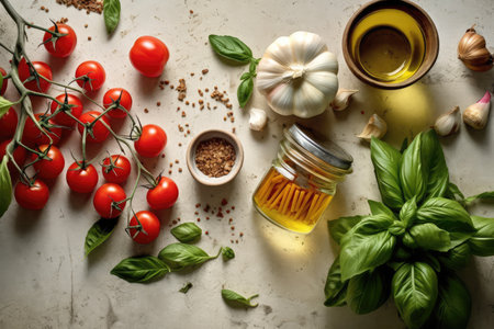 food ingredients for cooking flat lay professional Advertising food photographyの素材