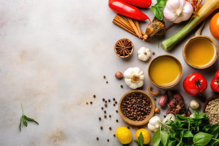 food ingredients for cooking flat lay professional Advertising food photographyの素材