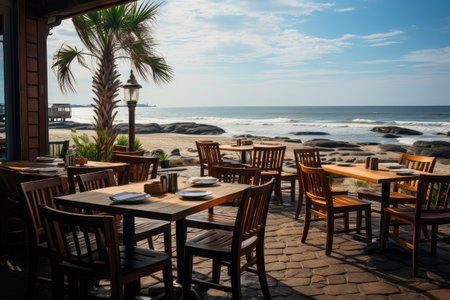 inside restaurant rooftop beach view professional advertising photographyの素材
