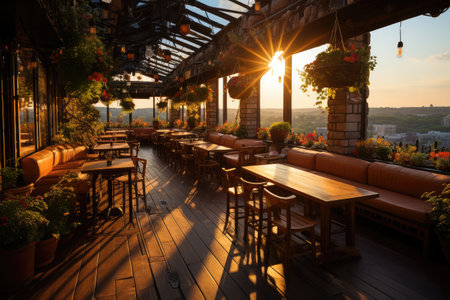 inside restaurant rooftop urban view professional advertising photographyの素材