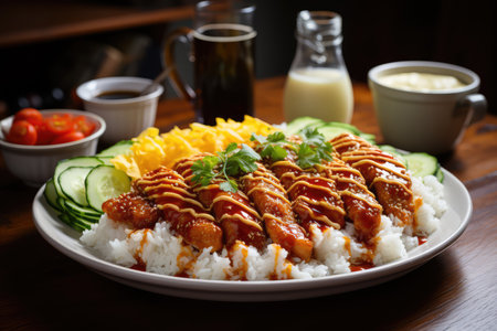 chicken katsu in the kitchen table professional advertising food photographyの素材